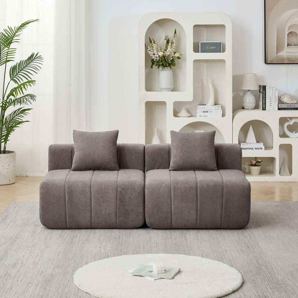 Sectional Sofa Modular Chenille with Symmetrical Design and Two Pillows