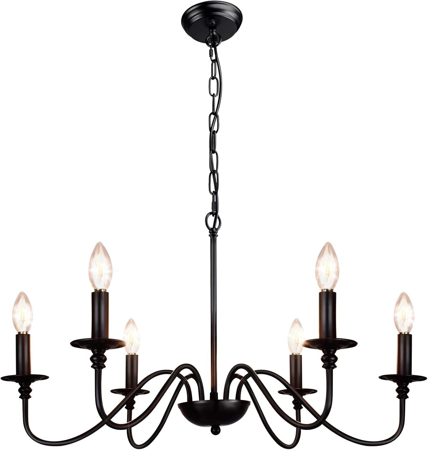 Six Light Black Industrial Farmhouse Chandelier Pendant