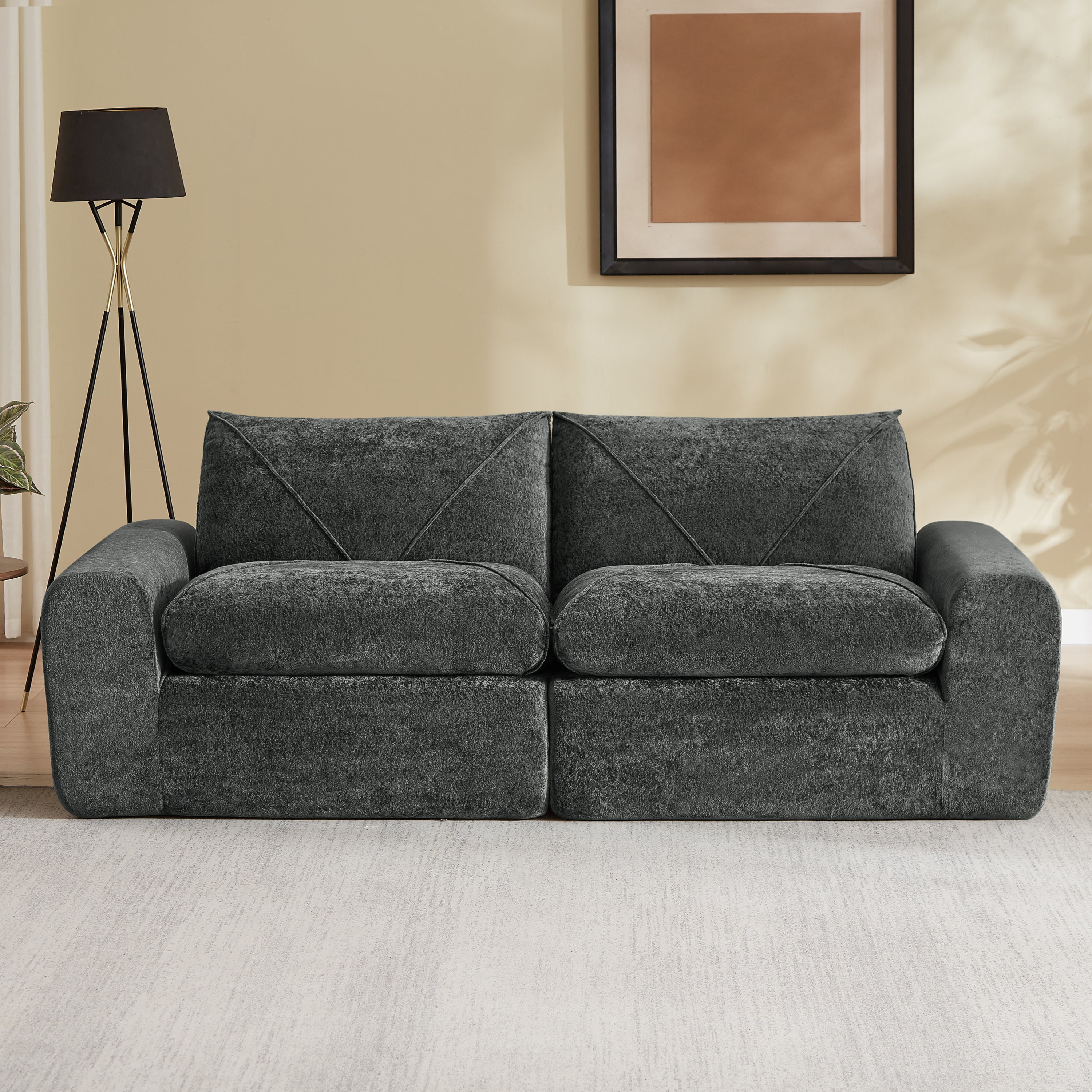 Sofa Modern Minimalist Chenille with Footrest Compact