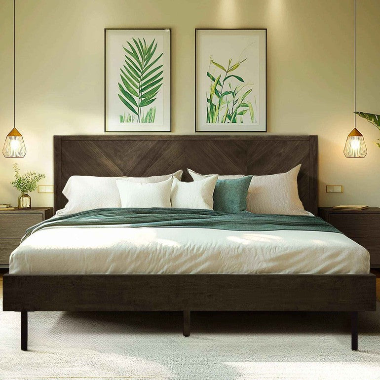 Acacia Solid Wood Bed Frame - Alander Deluxe Platform Bed – COLOR POP DECOR
