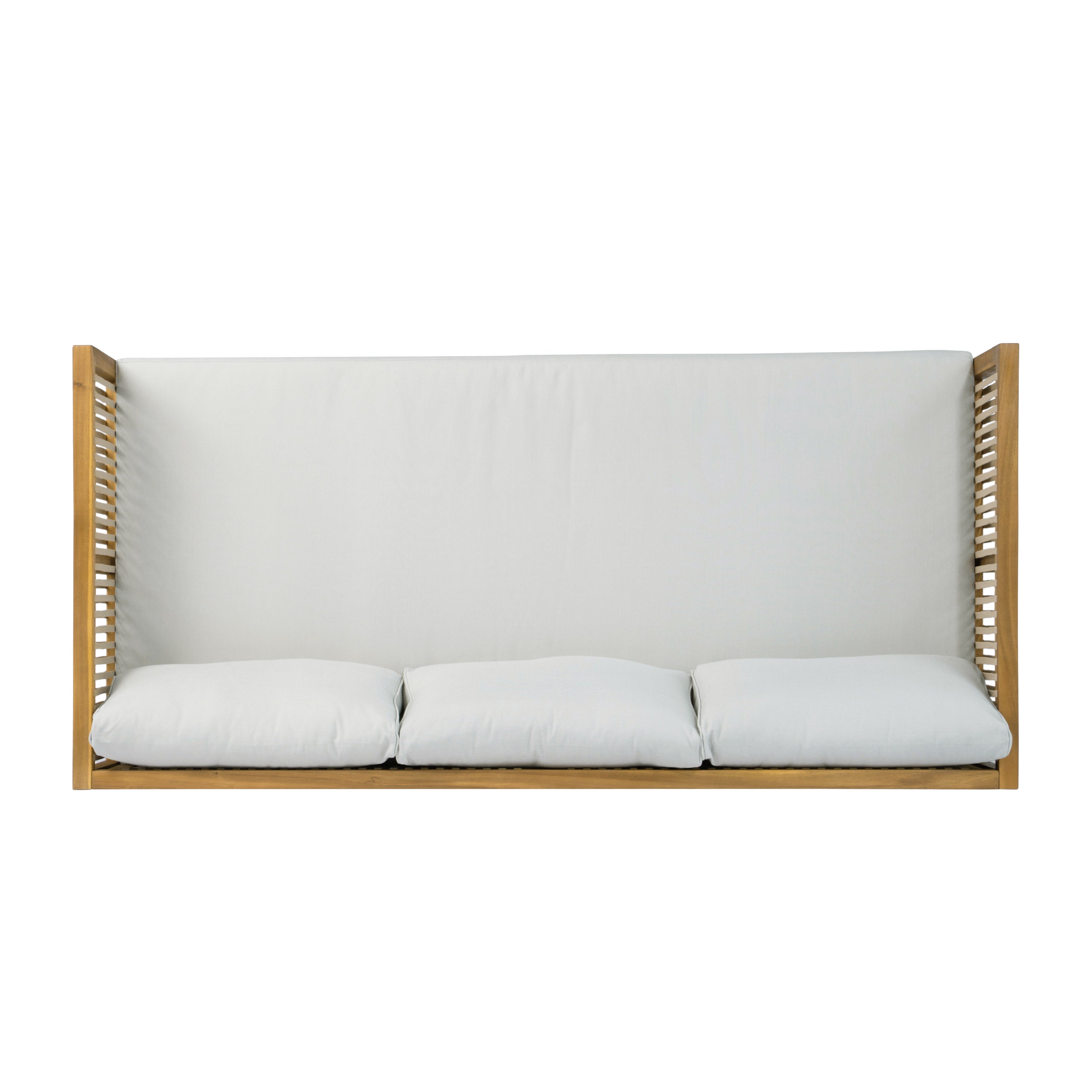 Outdoor Patio Set Modern Minimalist 3 Seater Daybed and Teak Finish Coffee Table