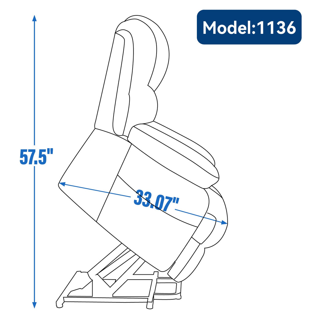 Lift Recliner Chair Power Oversized Chenille Beige 23 In Seat USB 350 LB