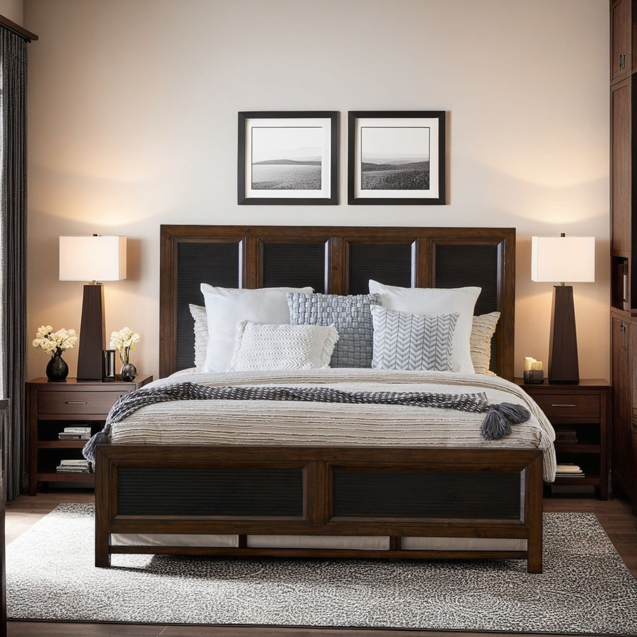 King Size Panel Bed Two-Tone Finish