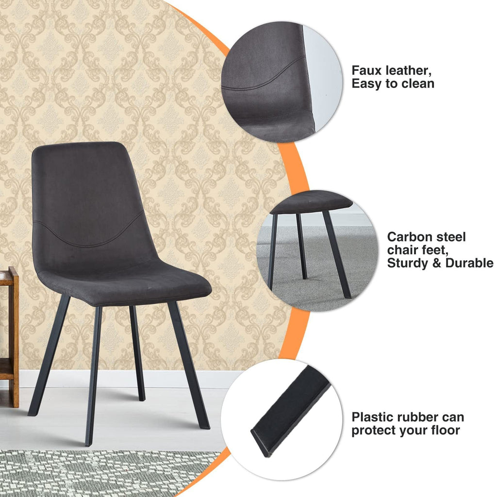 Dining Chair Mid-Century Modern Velvet Gray Metal Legs Set of 2