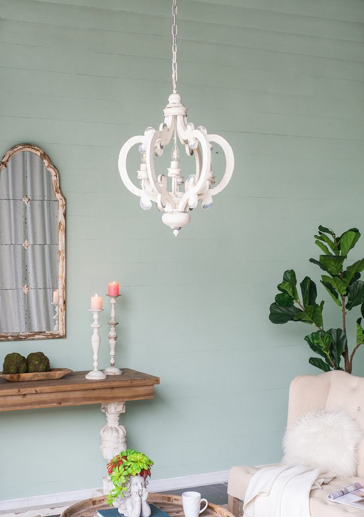 French Country Wood Chandelier 6-Light Farmhouse Pendant Adjustable Chain