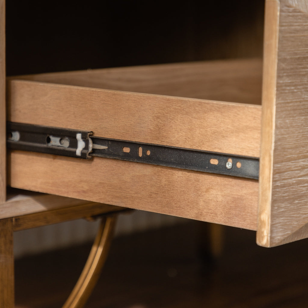 Chest Modern 6-Drawer Natural Wood Geometric Diamond Gold Legs 47.24 In