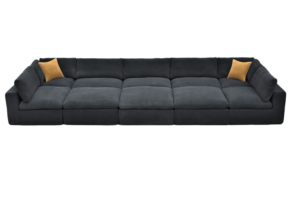 Sectional Sofa Modular Polyester Dark Gray 10 Seat 200 In