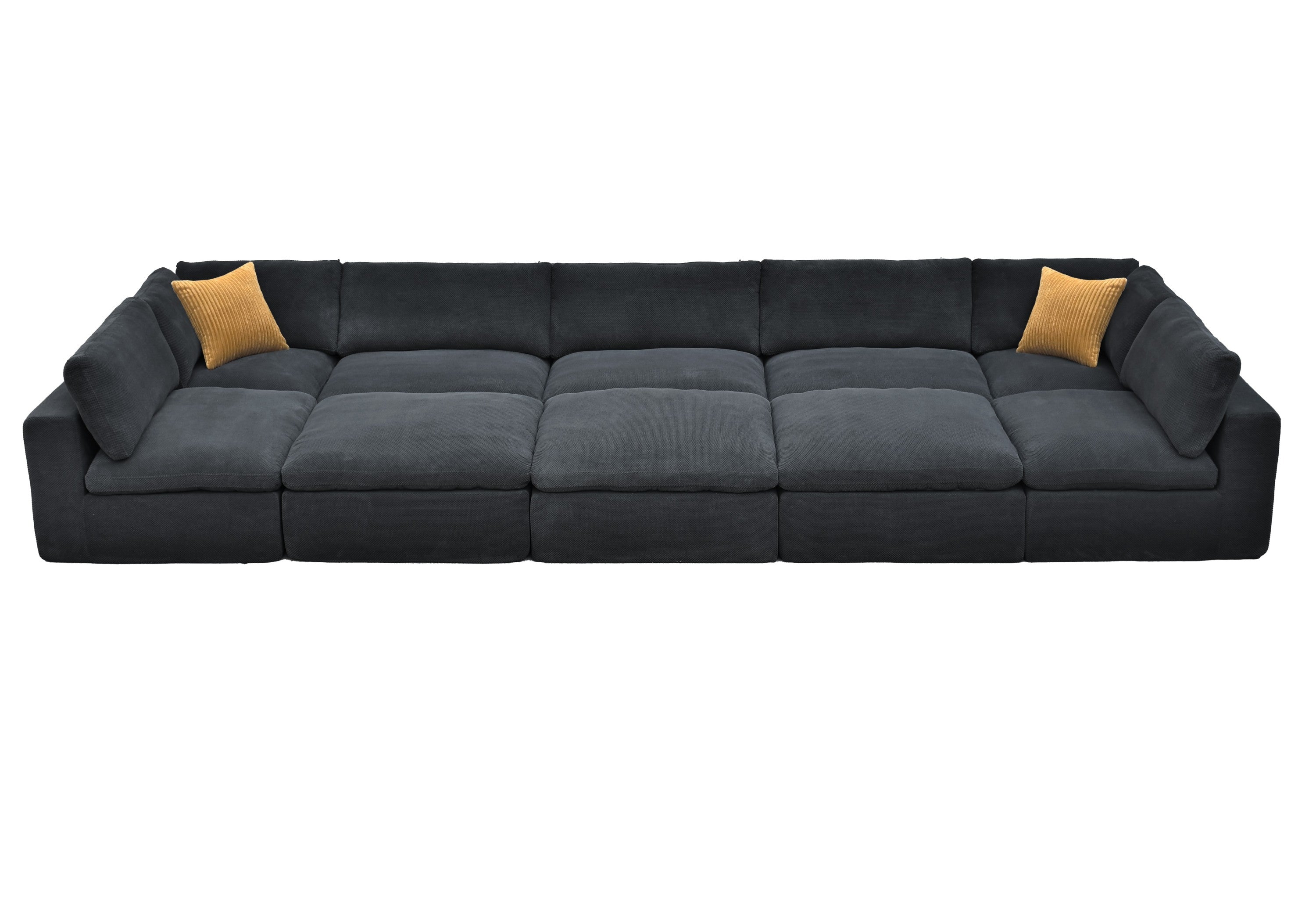 Sectional Sofa Modular Polyester Dark Gray 10 Seat 200 In