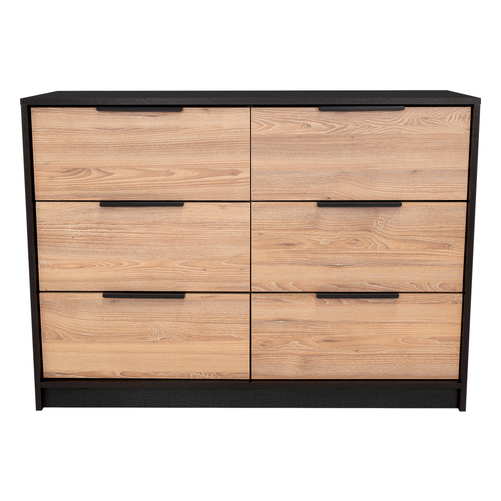 Dresser Modern 4-Drawer Pine Particle Board Black Handles Set of 2 42.1 In
