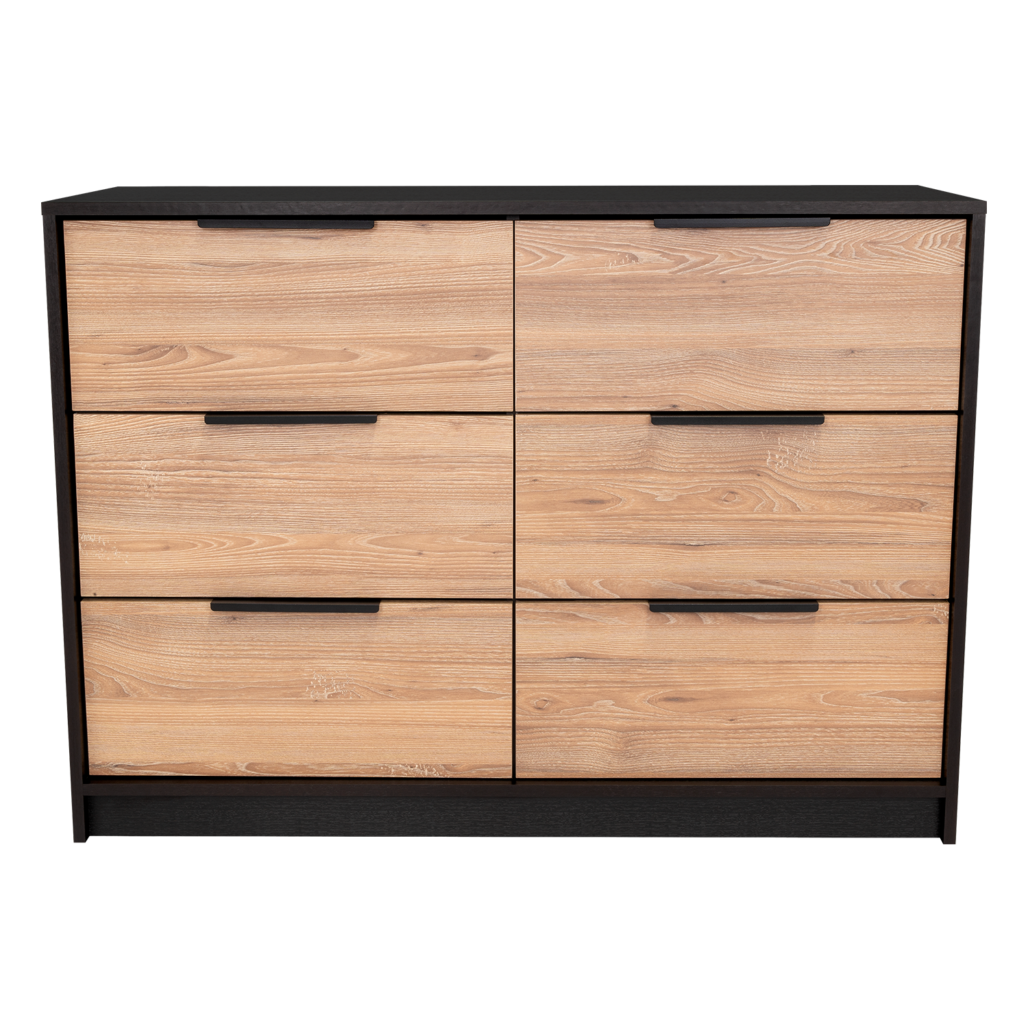 Dresser Modern 4-Drawer Pine Particle Board Black Handles Set of 2 42.1 In