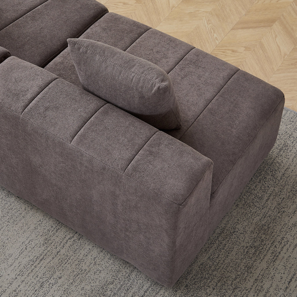 Sectional Sofa Modular Chenille with Symmetrical Design and Two Pillows