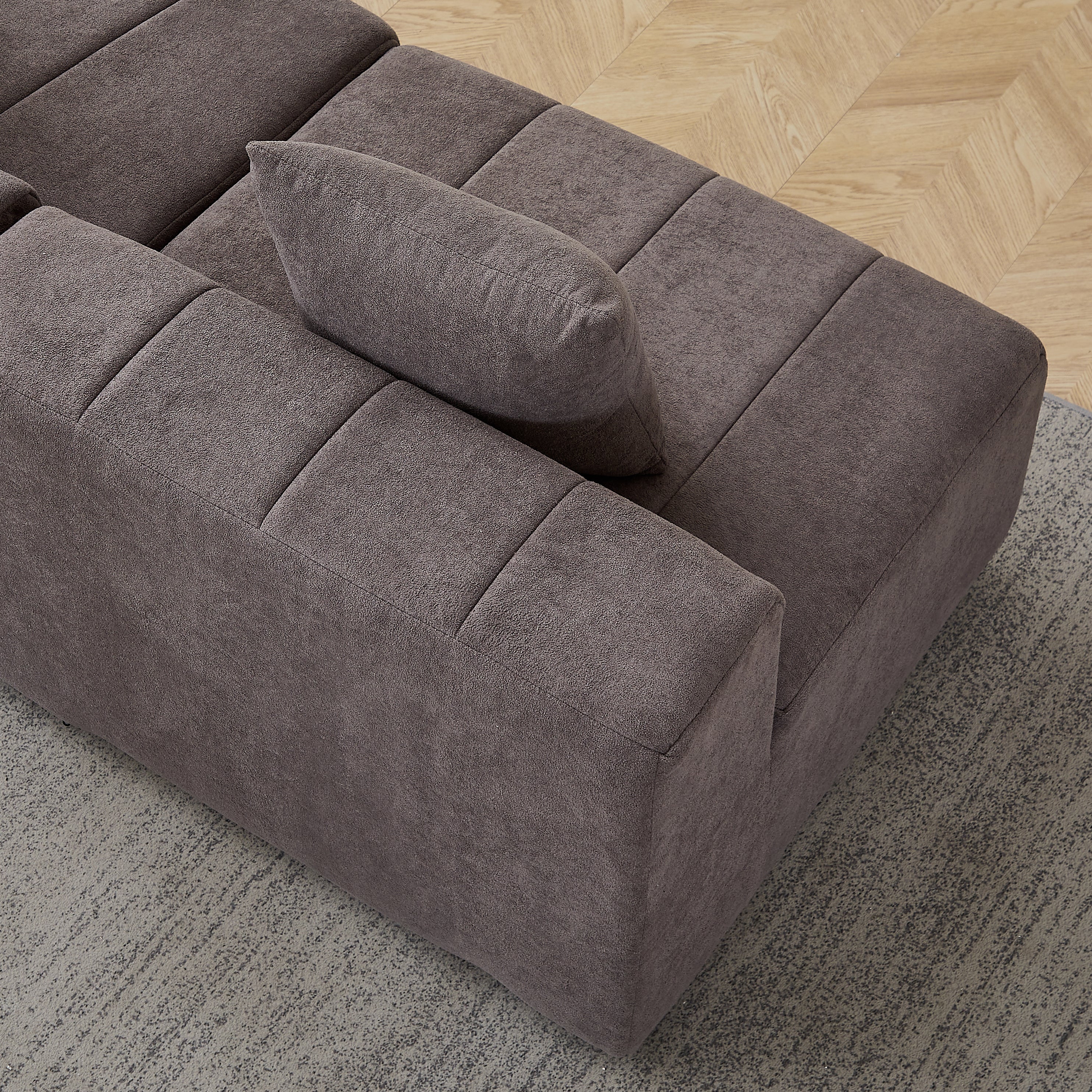 Sectional Sofa Modular Chenille with Symmetrical Design and Two Pillows
