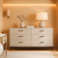 Socalle 59 Inch Beige 6 Drawer Dresser Engineered Wood