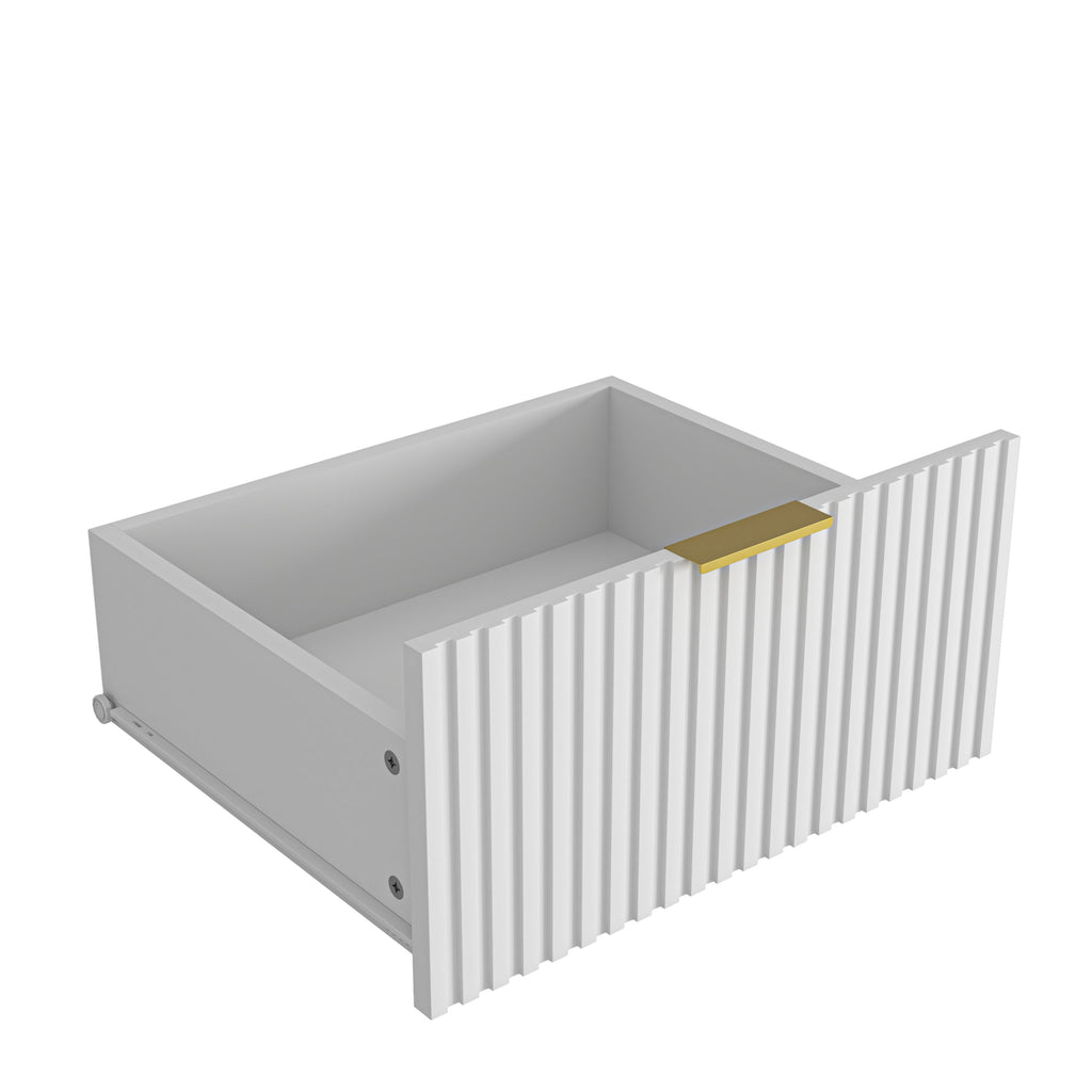 Dresser Classic 9-Drawer White Particle Board Gold Handles 63x15.74 In