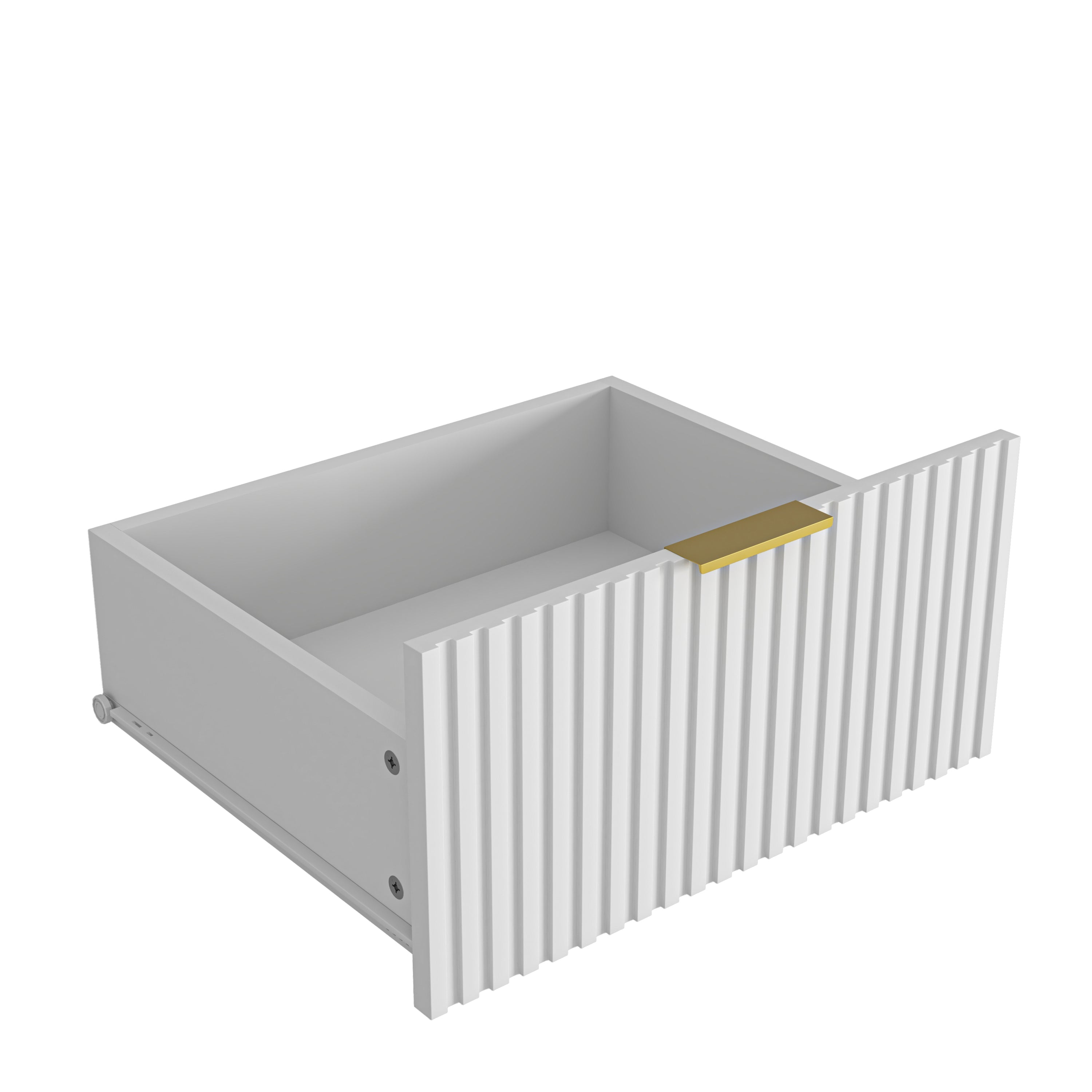 Dresser Classic 9-Drawer White Particle Board Gold Handles 63x15.74 In