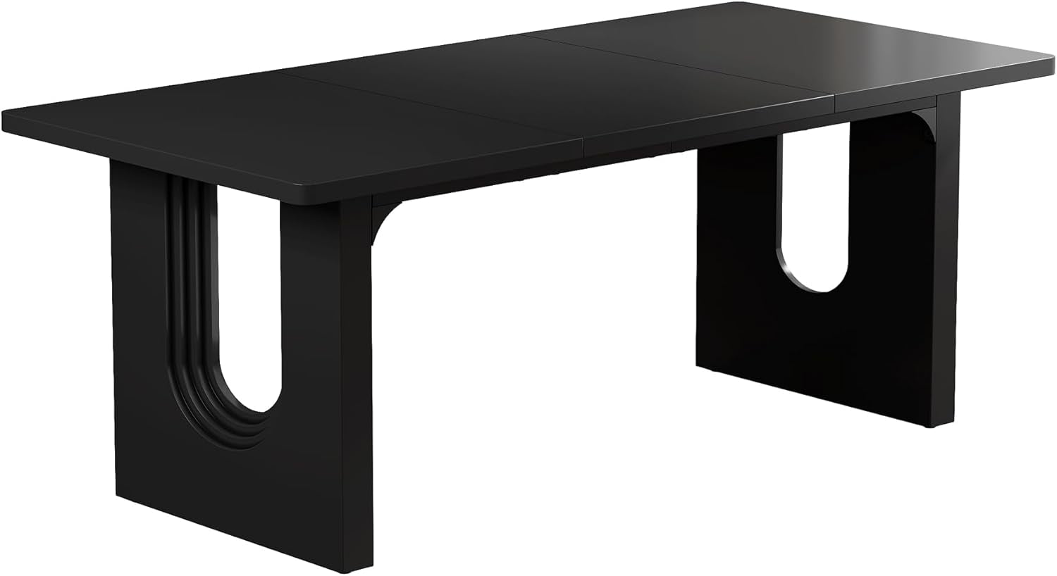 Black 71 Inch Dining Table For Six With Wood Pedestal