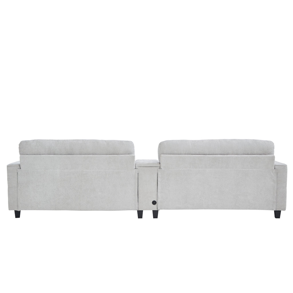 Sectional Sofa U-Shape Chenille Light Gray 6 Seat Bluetooth 126 In