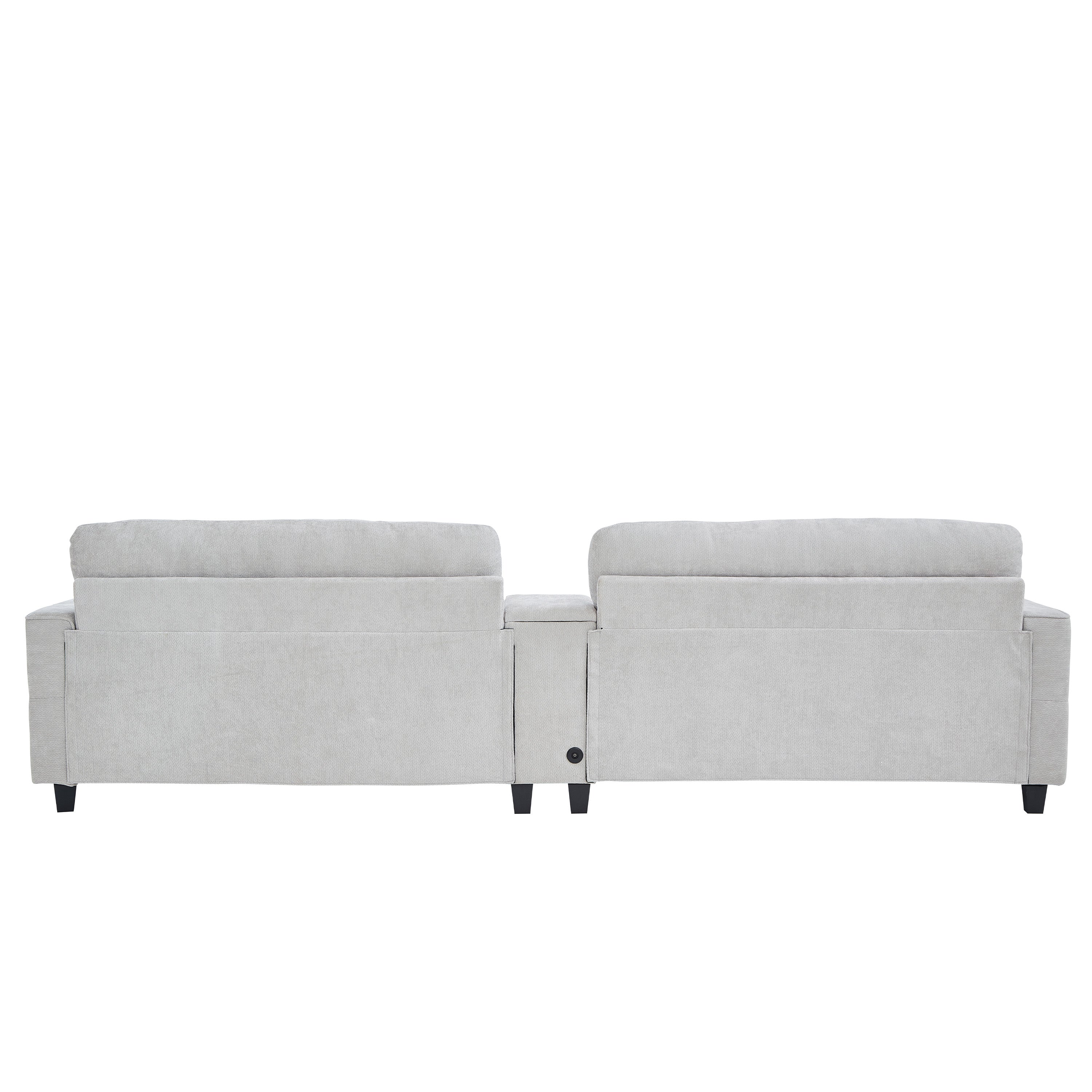 Sectional Sofa U-Shape Chenille Light Gray 6 Seat Bluetooth 126 In
