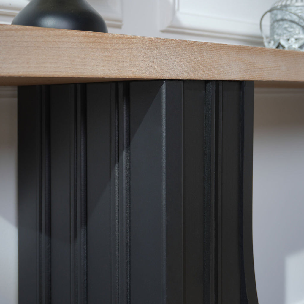 Modern Minimalist Console Table with Black Arch Base and Natural Wood Top,66in Length Console Table,Wood Table