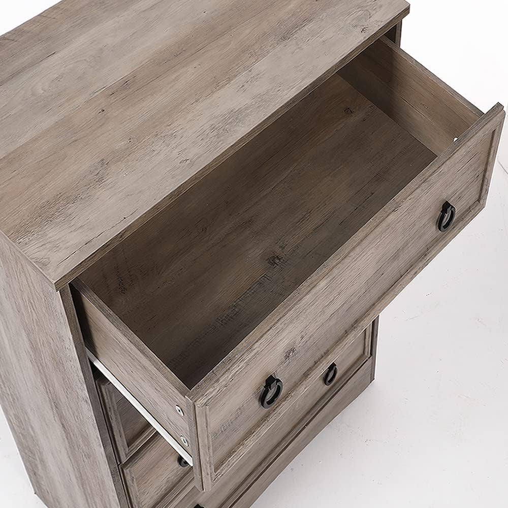 Gray 4 Drawer Dresser With ModernArchitectural Storage