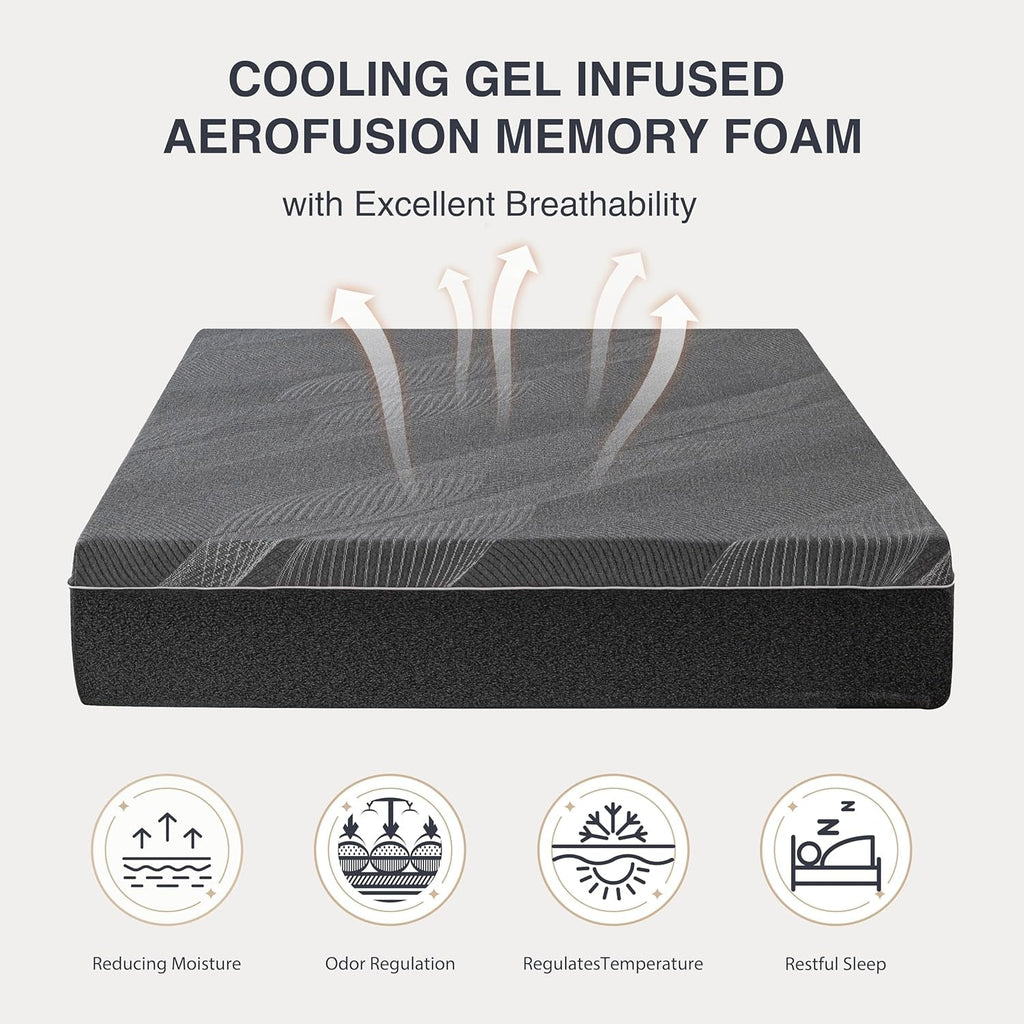 Queen Size Gel Memory Foam Mattress Thermoregulating