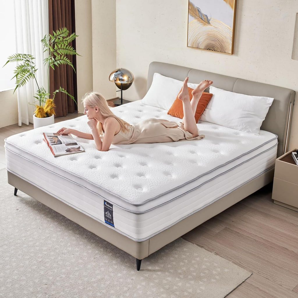 Queen Twelve Inch Hybrid Memory Foam Mattress Boxed Premium