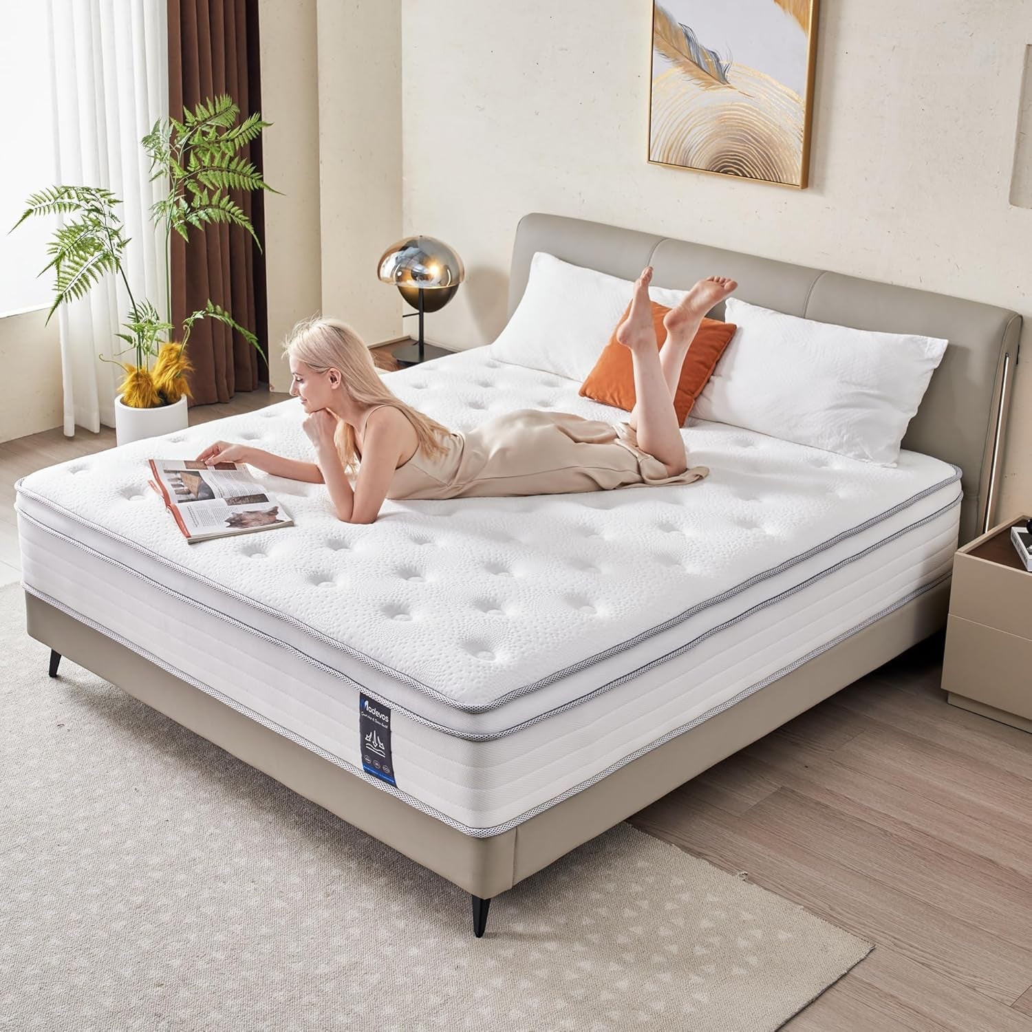 Queen Twelve Inch Hybrid Memory Foam Mattress Boxed Premium
