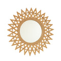 Wall Mounted Circle Mirror Boho Bamboo Natural 24x24 Inch Bedroom