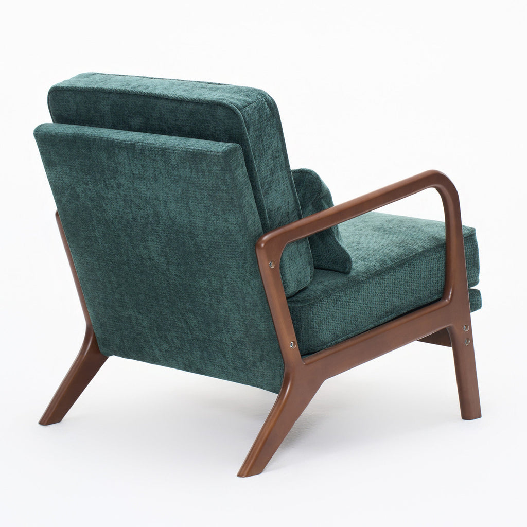 Lounge Chair Mid-Century Modern Dark Green Upholstered Lumbar Cushion
