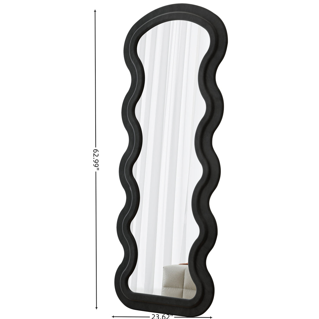 Full Length Floor Mirror Wave Black Standing Bedroom Living Room Mirror