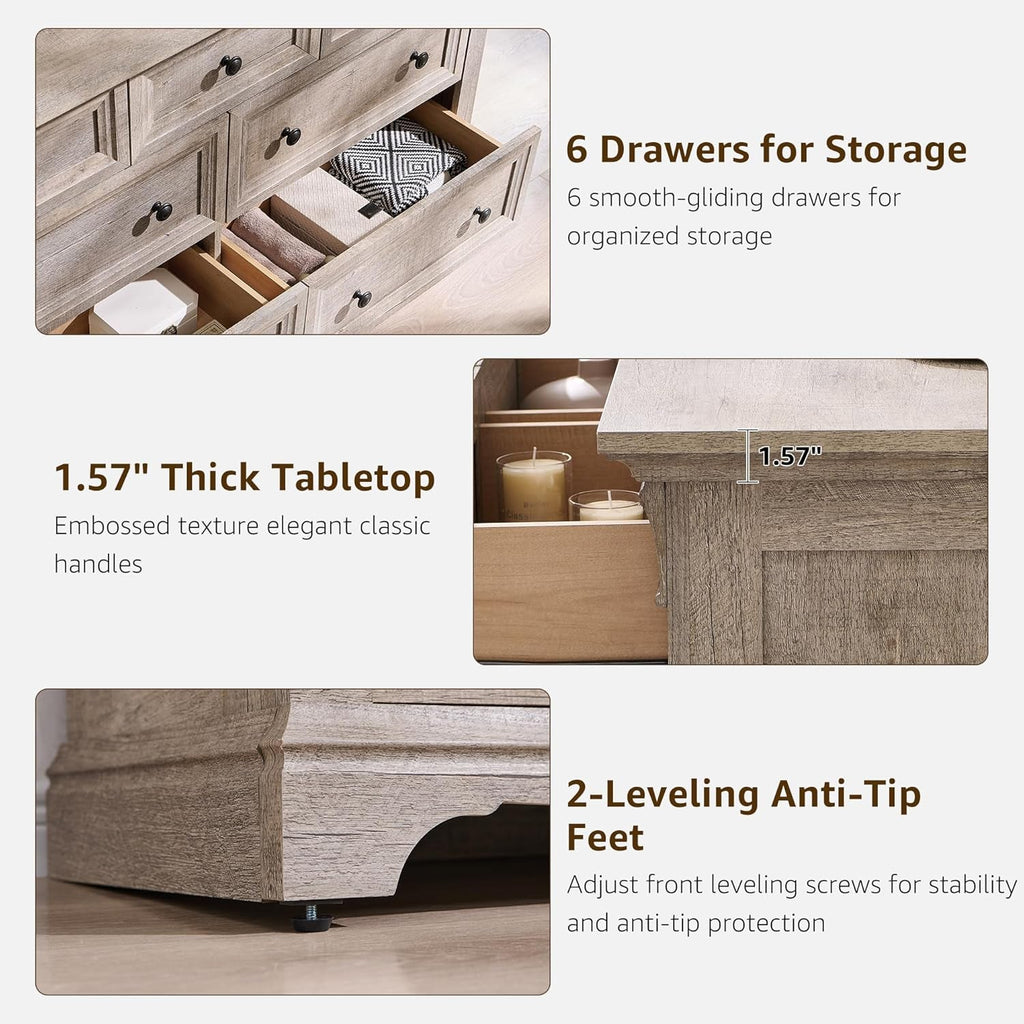 Dresser Cabinet FiftyFourInch Wide Distressed Oak Finish