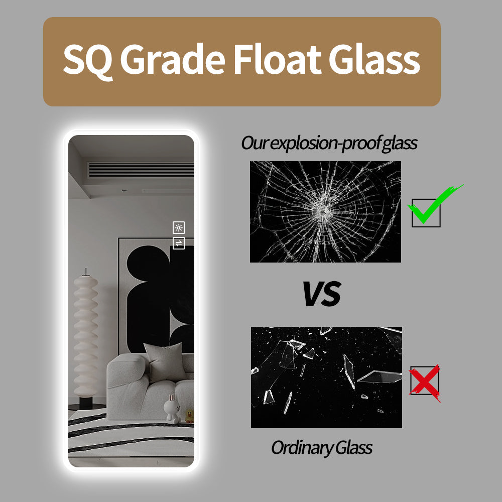 Full Length Mirror LED Lighted Wall Mounted 65x21.7 In Warm Cool Light