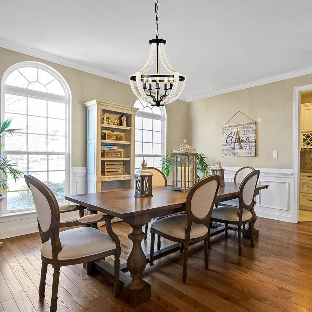 Modern White Solid Wood Chandelier