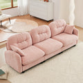 Sectional Sofa Modular Chenille Pink 3-Seat Tufted Pleated Cloud Style