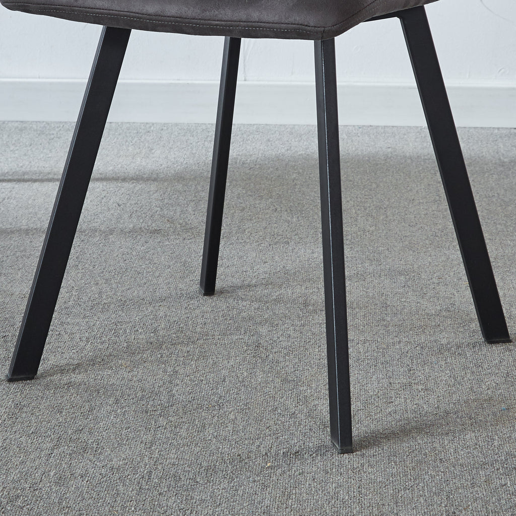 Dining Chair Mid-Century Modern Velvet Gray Metal Legs Set of 2