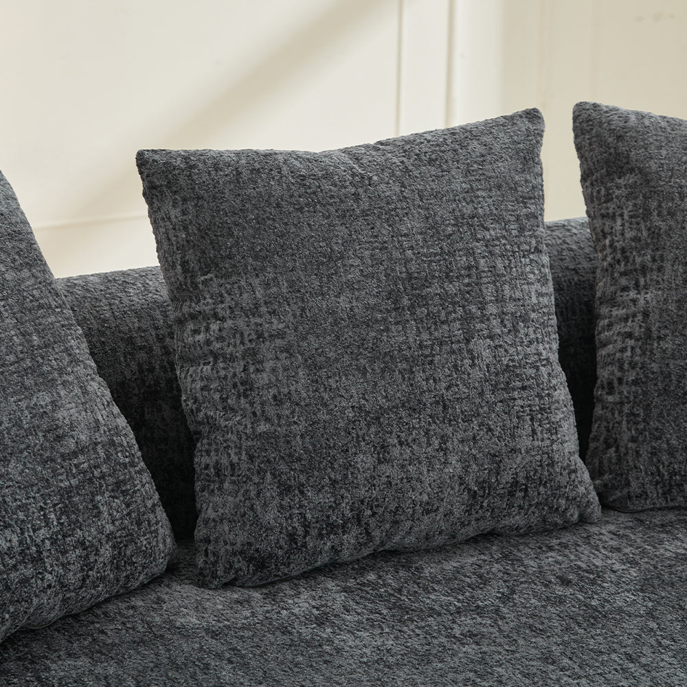 Loveseat Curved Chenille Deep Seat with 3 Pillows