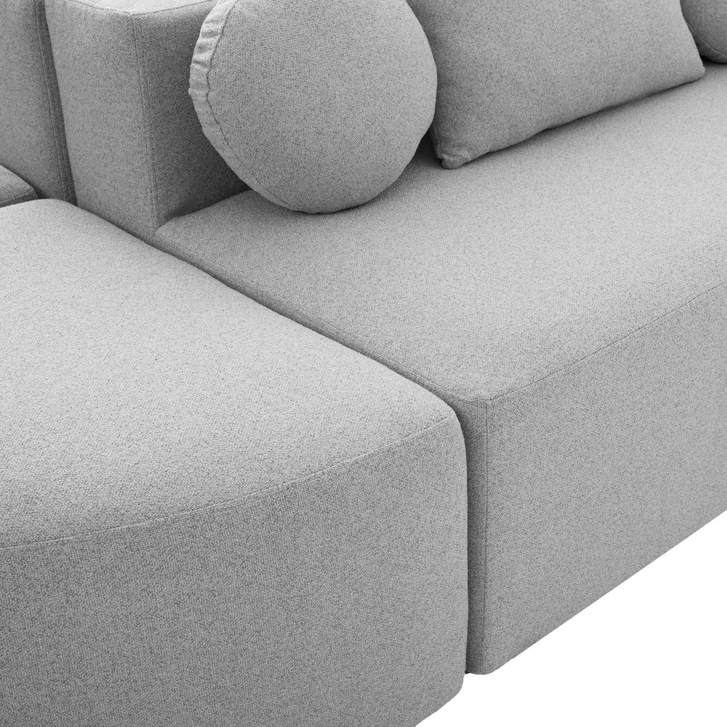 Sectional Sofa U-Shape Modular Boucle Gray 6-Seat Deep Seating 114.9x64.5 In