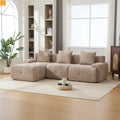 Sectional Sofa l Shaped Taupe Upholstered 4 Piece with Movable Ottoman