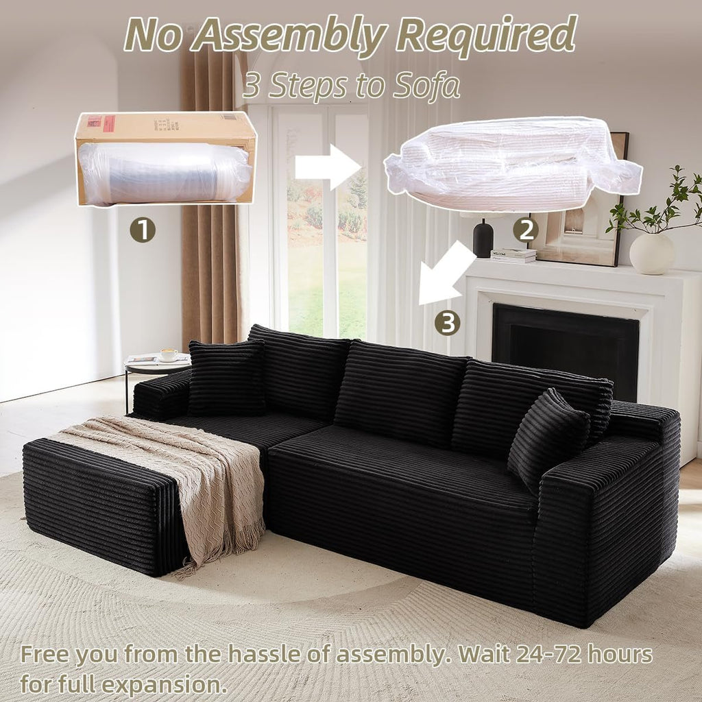104 Inch L Shape Modular Sectional Couch with Chaise