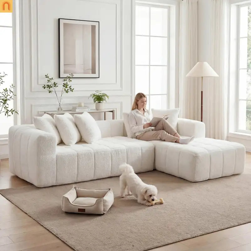 Sectional Sofa L-Shaped Chaise Modern Minimalist Upholstered Deep Seat