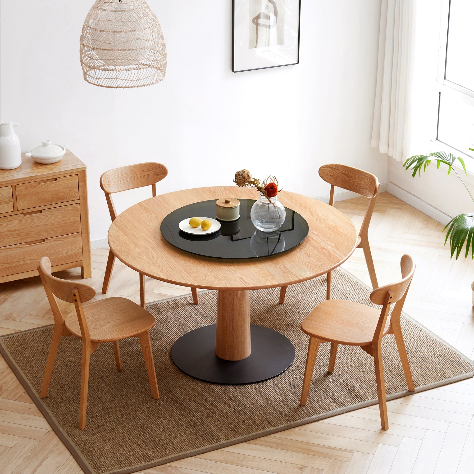 Natural Oak Dining Chair Set of 2 - Solid Wood, FAS Grade, 46.5 * 54 * 80cm