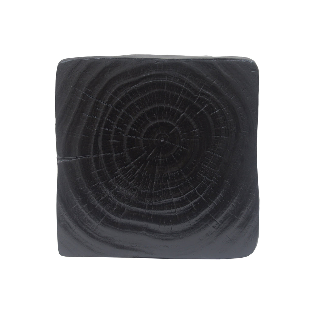 MGO Twist Shape Side Table, Wood-like Texture, Black, 11.75x11.75x16 in