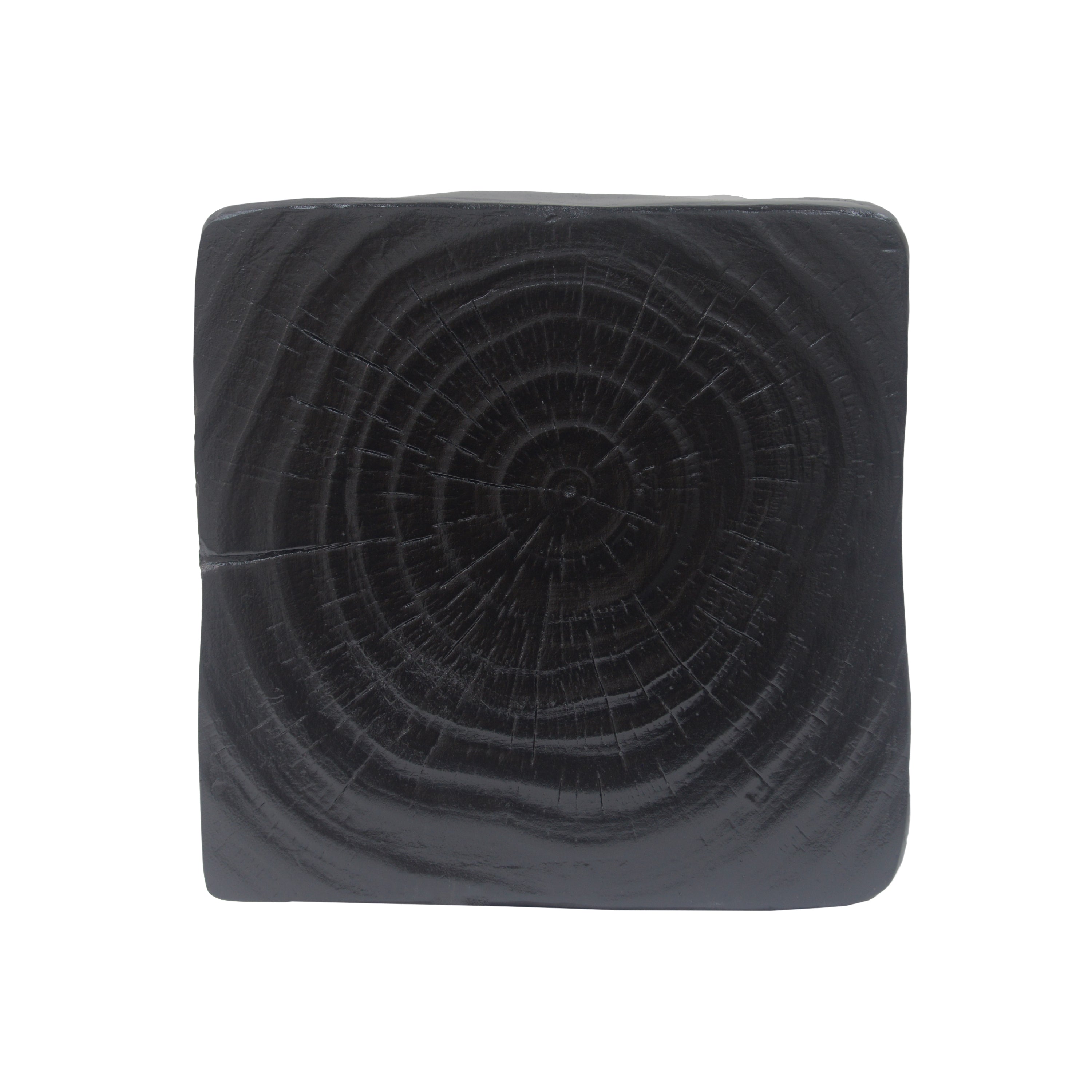 MGO Twist Shape Side Table, Wood-like Texture, Black, 11.75x11.75x16 in