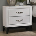 Two Tone Nightstand with 2 Drawers, Wooden Legs, White Finish, Bedroom