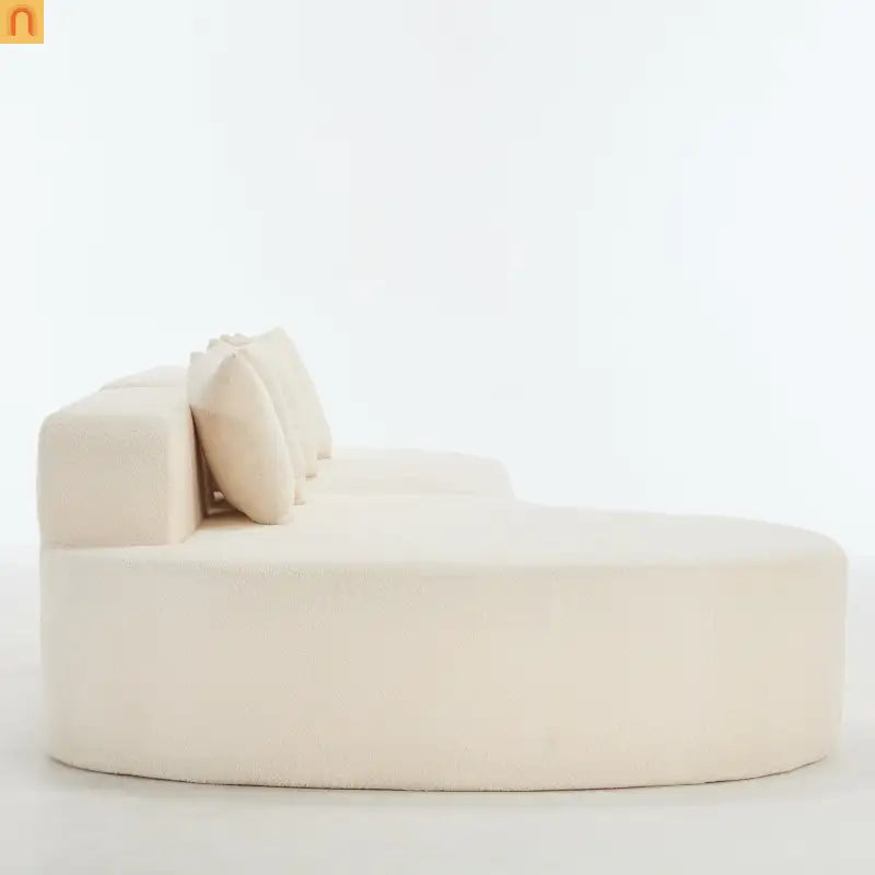 Sectional Sofa Curved Ivory Memory Foam 110 Inch with 5 Pillows