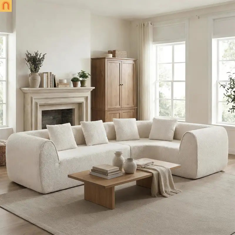 Sofa Sectional Modern Curved L-Shaped 110-inch High-Density Foam Cushions