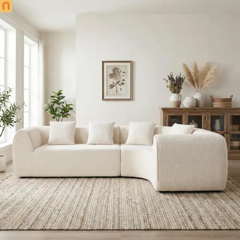 Sectional Sofa Curved L-Shaped Right Facing Dense Foam Two-Piece Set