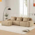 Sectional Sofa L-Shaped Modular Camel Three-Seater with Movable Ottoman
