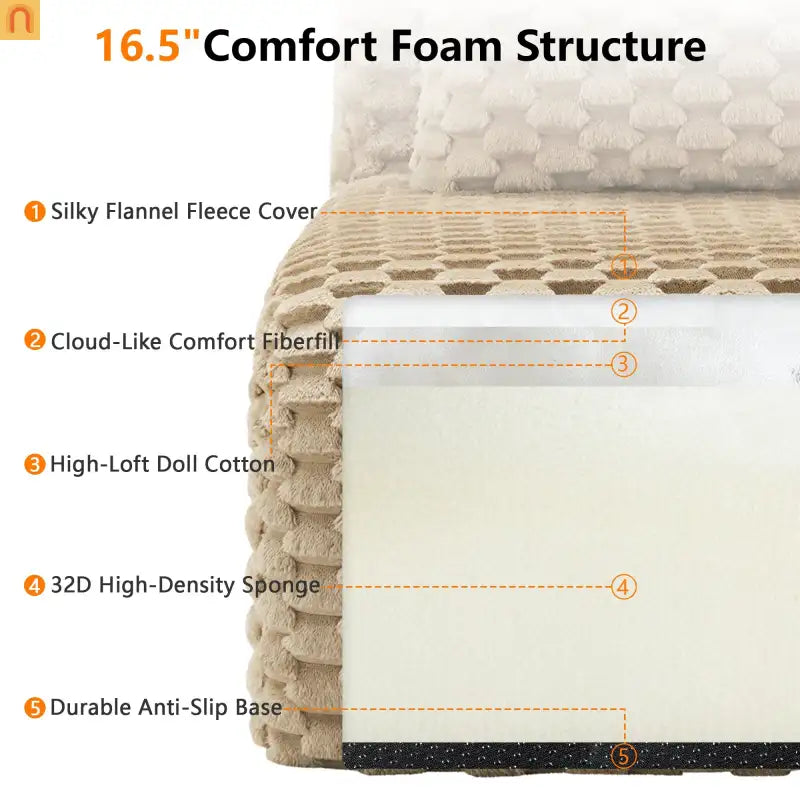 Sectional Sofa L-Shaped Modular Camel Three-Seater with Movable Ottoman