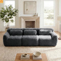 Sectional Sofa Modular Dark Grey Plush Fabric 114 Inch
